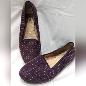 UGG Alloway Size 7 Studded Brown Loafers Shoes Slip On Flats.